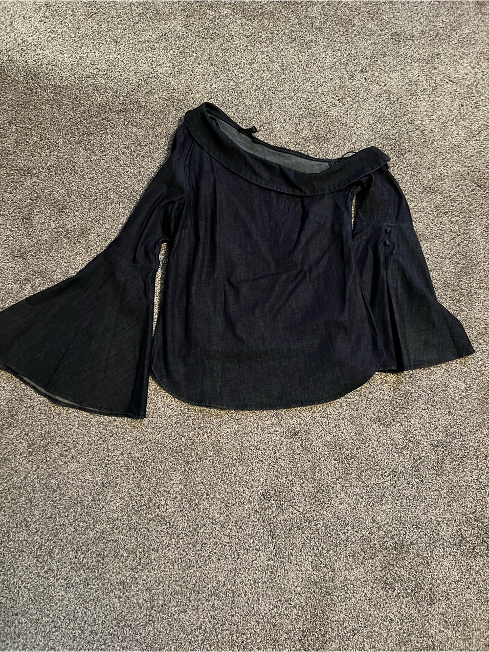 Banana Republic Navy/Denim style Off-Shoulder Bell Sleeve Top